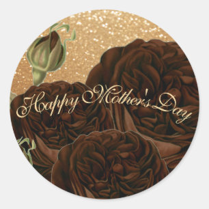 Happy Mother's Day Chocolate Rose Classic Round Sticker
