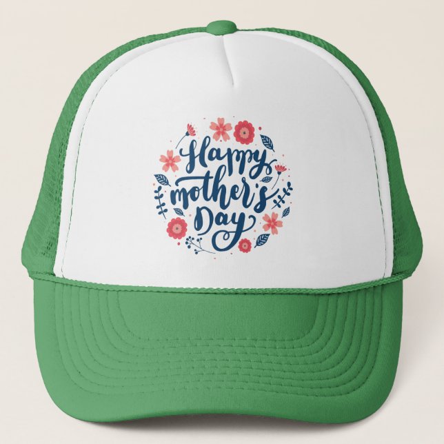 Happy Mother's Day Circle Floral Design-23502 Trucker Hat (Front)