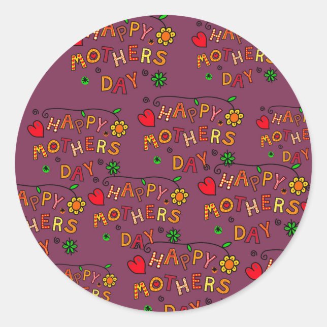 Happy Mothers Day Classic Round Sticker (Front)
