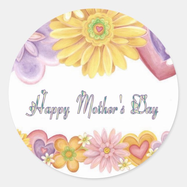 Happy Mothers Day Classic Round Sticker (Front)