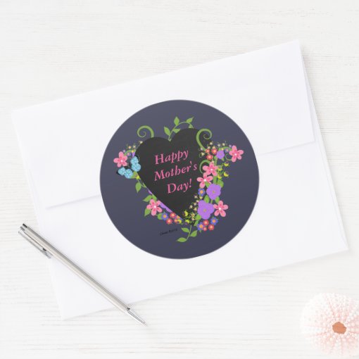 Happy Mothers Day Classic Round Sticker Glossy Classic Round Sticker Zazzle