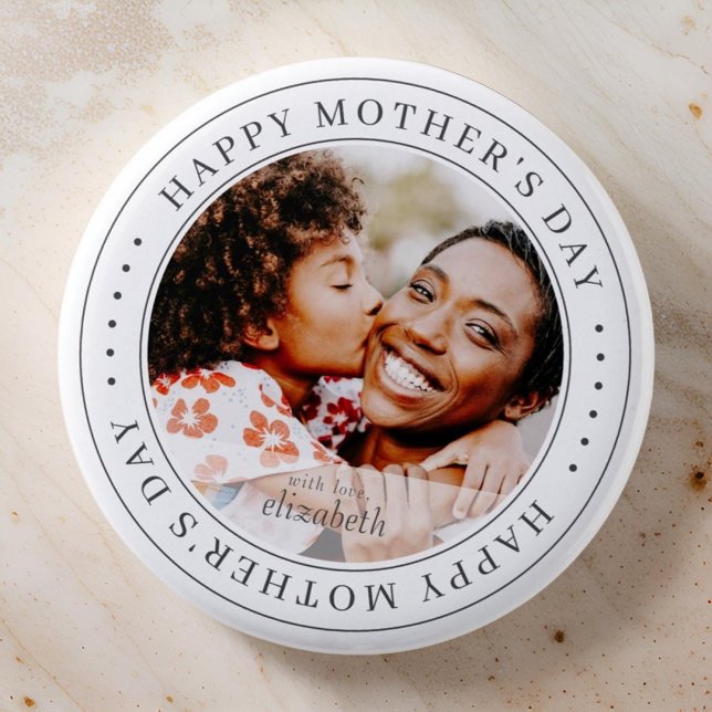 Happy Mother's Day Classic Simple Photo Button (Creator Uploaded)