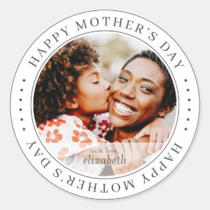 Happy Mother's Day Classic Simple Photo Classic Round Sticker