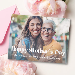 happy mothers day, classic typography  photo  holiday postcard