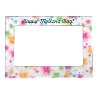 Happy Mother's Day Colorful and Fun Floral Picture Frame Magnet