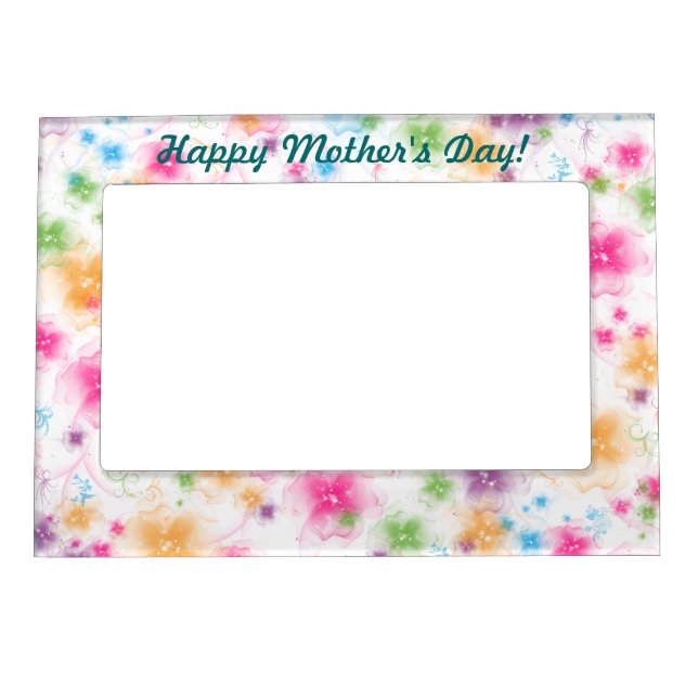 Happy Mother's Day Colorful and Fun Floral Magnetic Photo Frame (Front)