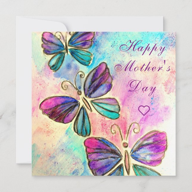 Happy Mother's Day - Colorful Butterflies Flying (Front)