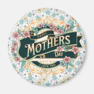 Happy Mother's Day Colorful Floral Flowers Magnet