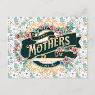 Happy Mother's Day Colorful Floral Flowers Postcard