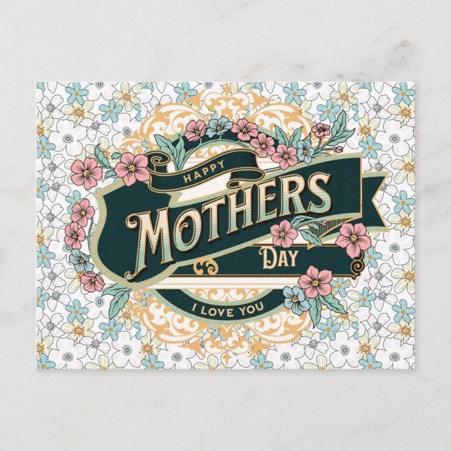 Happy Mother's Day Colorful Floral Flowers Postcard (Front)