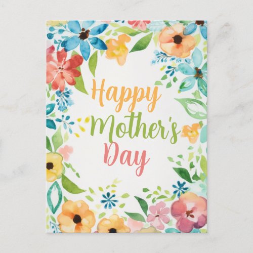 Happy Mothers Day Colorful Flowers Postcard