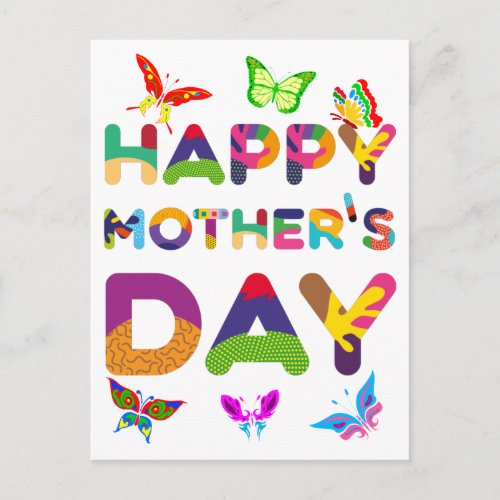 Happy Mothers Day Colorful Postcard