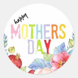 Happy Mothers day colorful typography Classic Round Sticker