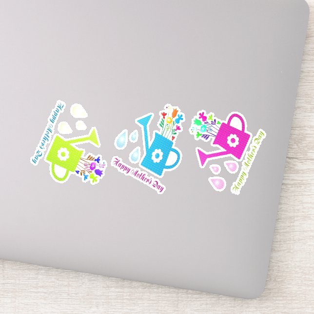 Happy Mother's day colorful water cans Sticker (Detail)
