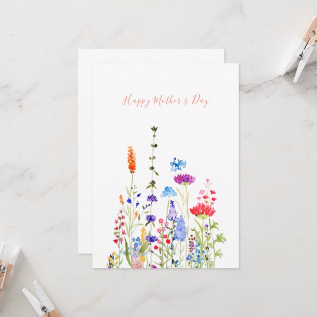 happy mother's day colorful wildflowers card (Front/Back In Situ)