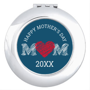 Happy Mother's Day compact Mirror (Dark Turquoise)