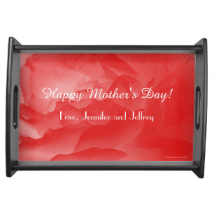 Happy Mother's Day, Coral Pink Rose Floral Serving Tray
