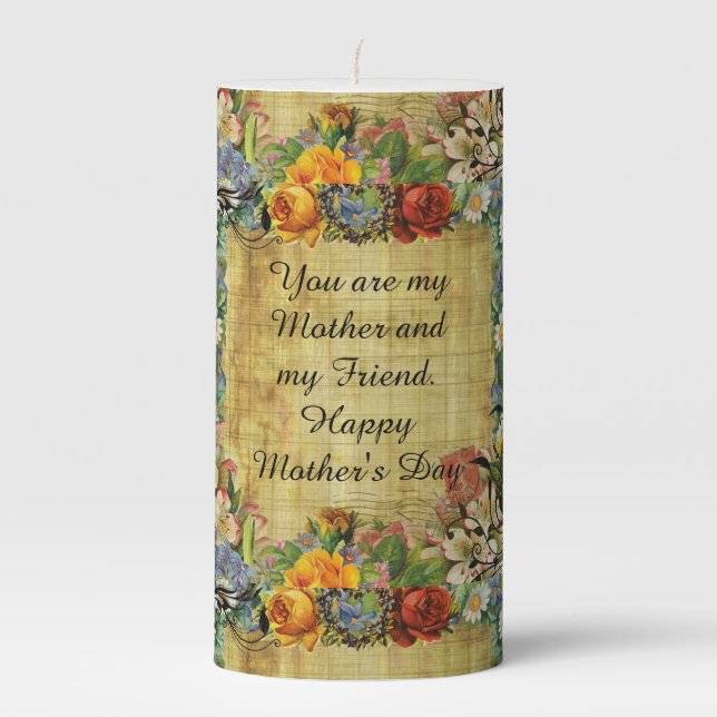 Happy Mother's Day Country Style Pillar Candle (Front)
