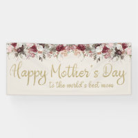 Happy Mother's Day Cream Gold Script Burgundy