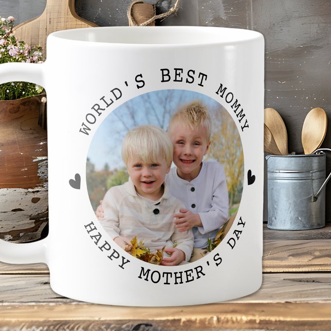 Happy Mother's Day Custom 2 Photo Cute Mommy Coffee Mug (Creator Uploaded)