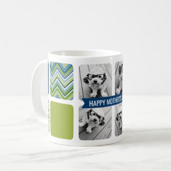 Happy Mother's Day Custom 4 Photo Collage Chevrons Coffee Mug by MarshBaby at Zazzle
