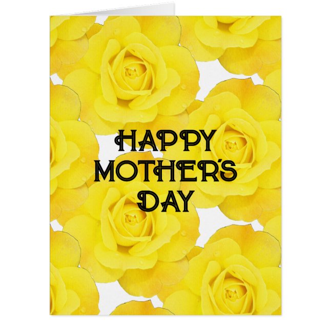 Happy Mother's Day Custom Message Yellow Floral Cards (Front)