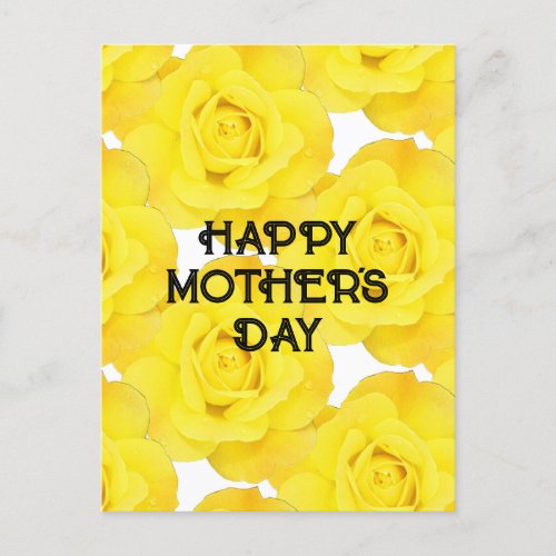 Happy Mothers Day Custom Message Yellow Floral Postcard