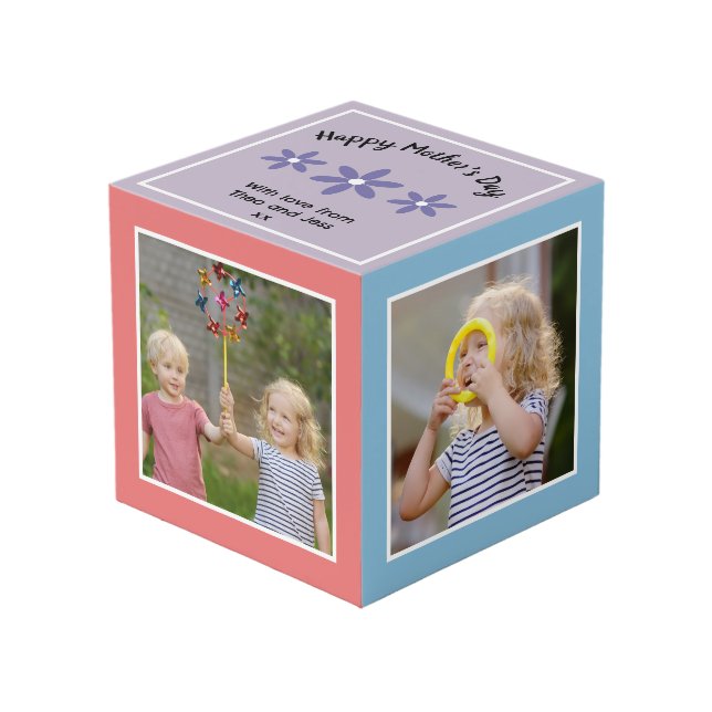 Happy Mother's Day Custom Multi Photo Personalized Cube (Front Angled)
