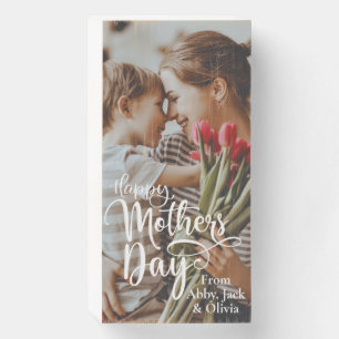 Happy Mother's Day Custom Photo and Text Wooden Box Sign