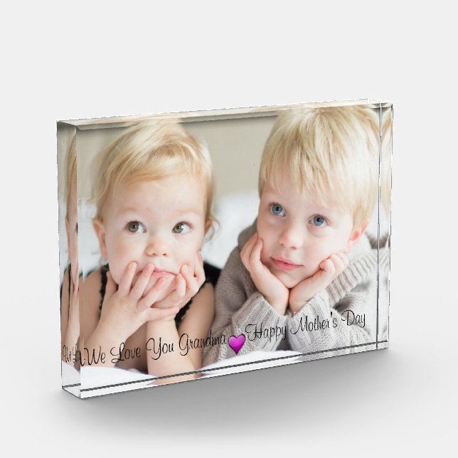 Happy Mother's Day, Custom Photo, Personalized Photo Block (Left)