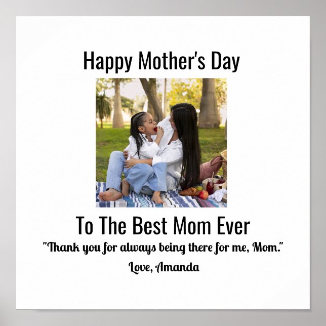 Happy Mother's Day Custom Photo Poster (Front)