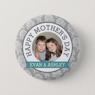 Happy Mother's Day - Custom Photo Template damask Button