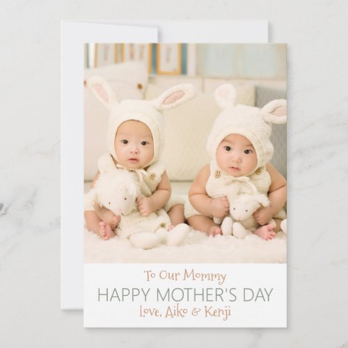 Happy Mothers Day Custom Photo Twins Holiday Card