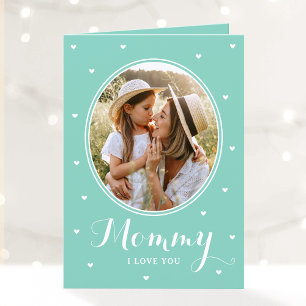 Happy Mother's Day Custom Photos Script Mint Cute Card