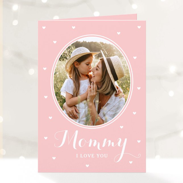 Happy Mother's Day Custom Photos Script Pink Cute Card (Creator Uploaded)