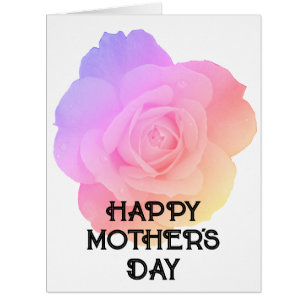 Happy Mother's Day Custom Text Floral Pink Rose Cards