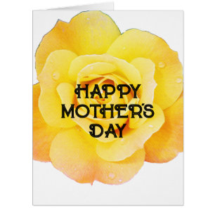 Happy Mother's Day Custom Text Floral Yellow Rose Cards