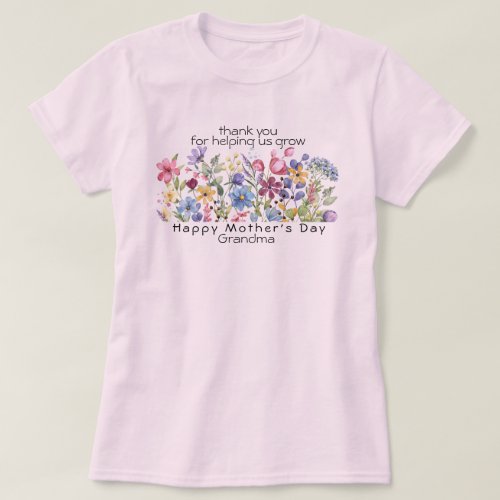 Happy Mothers Day Custom Watercolor Floral T_Shirt