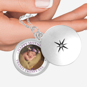 Happy Mothers Day Custom Year Girl Photo Locket Necklace by darlingandmay at Zazzle