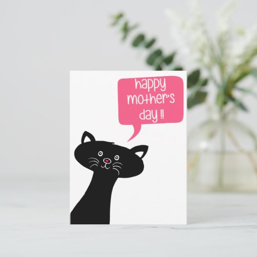 Happy Mother's Day - Cute Black Cat Postcard | Zazzle