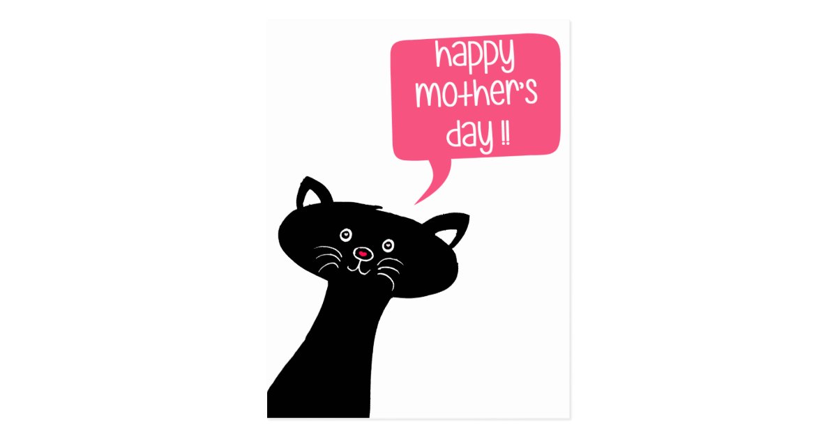 Happy Mother's Day Cute Black Cat Postcard Happy Mother's Day Cute Black Cat Postcard