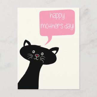 Happy Mother's Day - Cute Black Cat Postcard