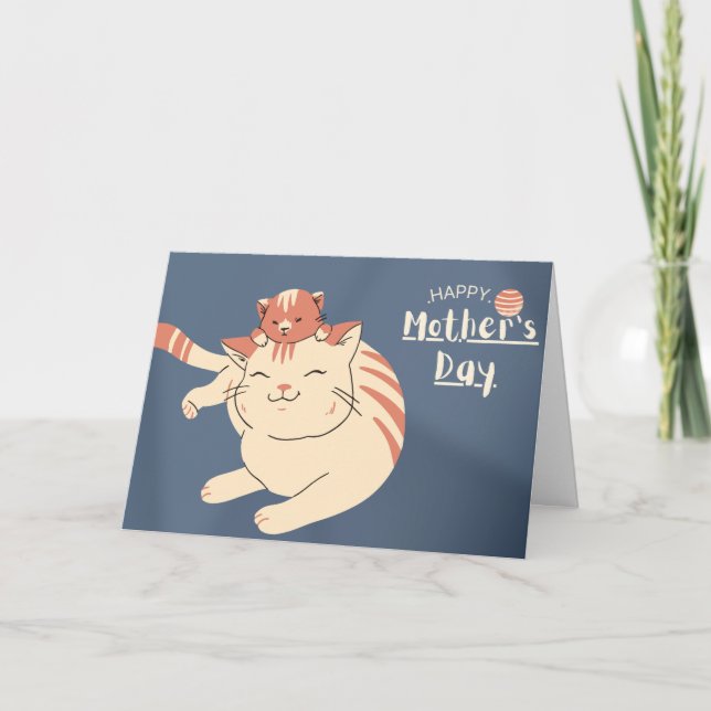 Happy Mother's Day Cute Cat and Kitten Card (Front)