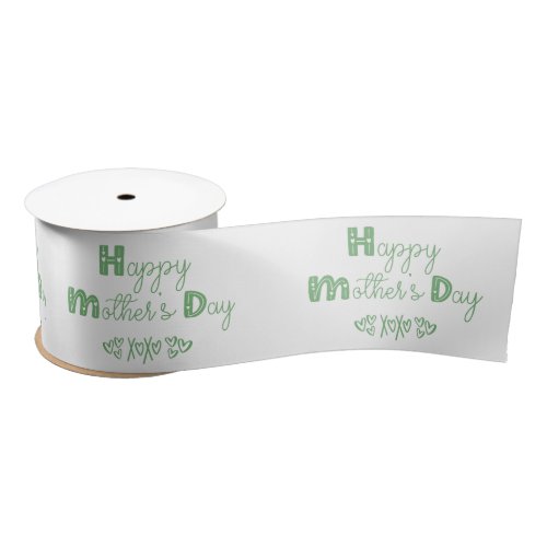 Happy Mothers Day Cute Doodle Typography White Satin Ribbon