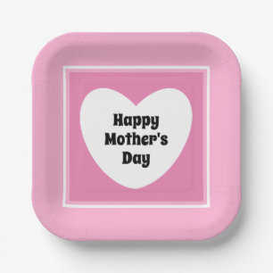 Happy Mother's Day Cute Elegant Light Pink Paper Plates