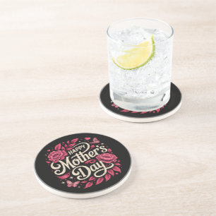 Happy Mothers Day Cute Floral Mom Coaster