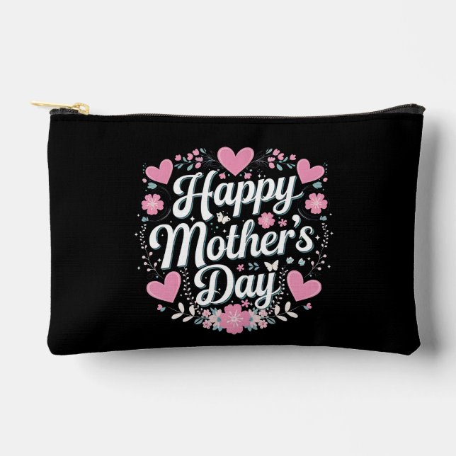 Happy Mother's Day Cute Floral Mom Grandma Accessory Pouch (Front)