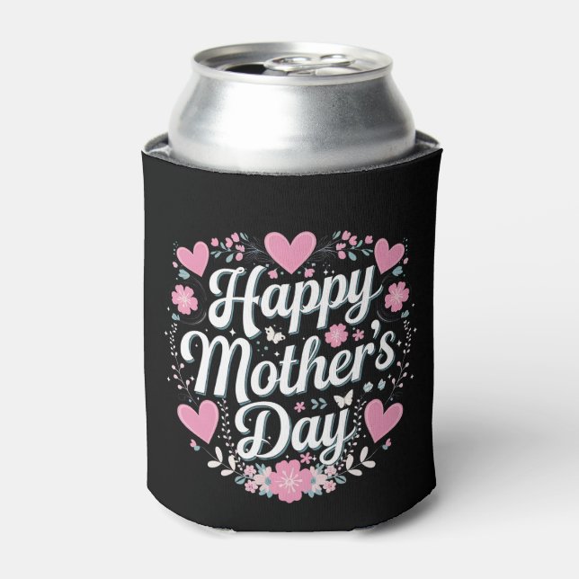 Happy Mother's Day Cute Floral Mom Grandma Can Cooler (Can Front)