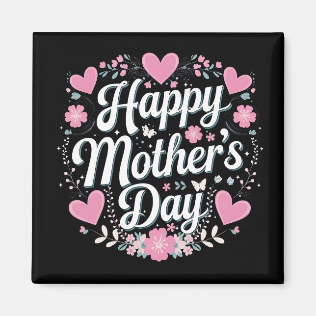 Happy Mother's Day Cute Floral Mom Grandma Magnet (Front)