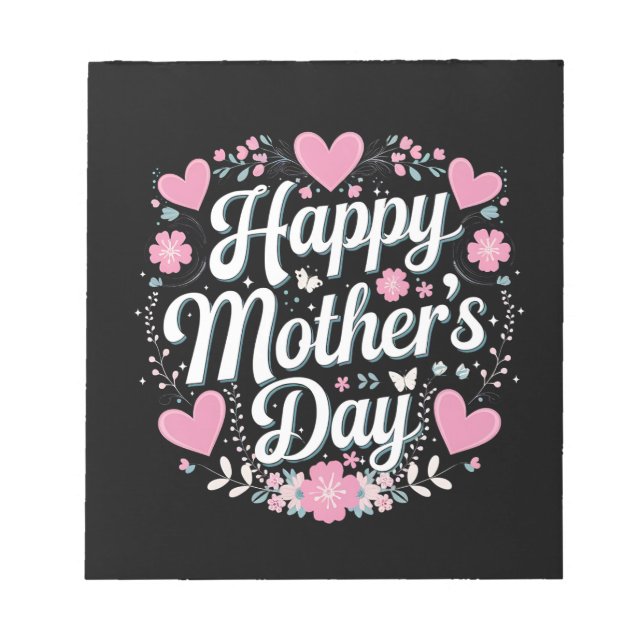 Happy Mother's Day Cute Floral Mom Grandma Notepad (Front)